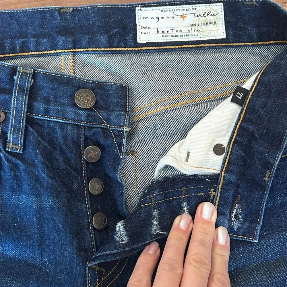 Imogene + Willie Barton Slim Deep Indigo Jeans Japanese Selvedge Denim Size 27 - Picture 6 of 13
